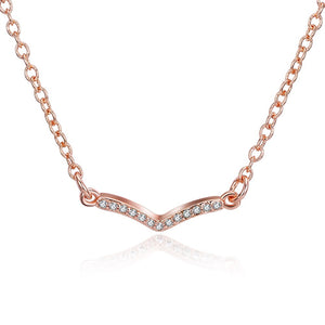 Swarovski Crystal 18K Rose Plated V Pave Necklace - mamyfull