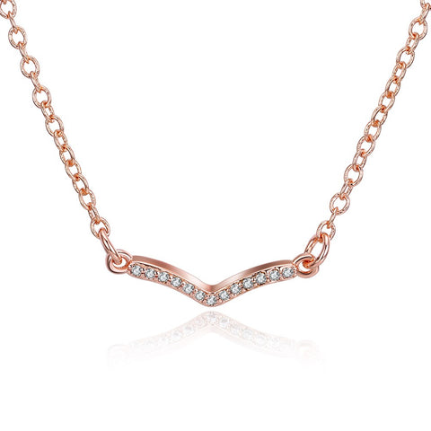 Image of Swarovski Crystal 18K Rose Plated V Pave Necklace - mamyfull