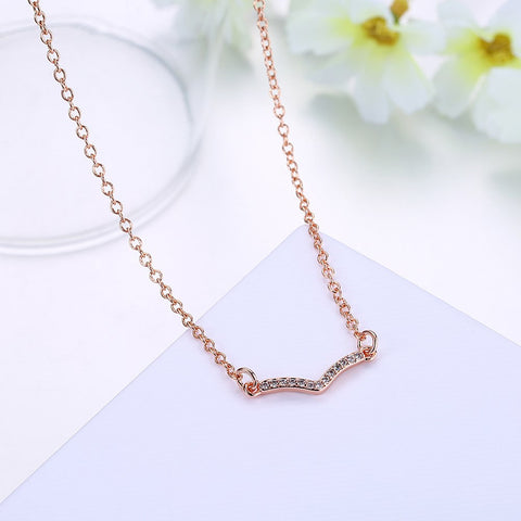 Image of Swarovski Crystal 18K Rose Plated V Pave Necklace - mamyfull