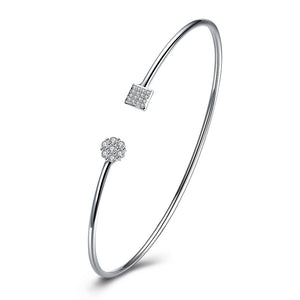 Swarovski Crystal Geo Adjustable Bangle in 18K White Gold Plated - mamyfull