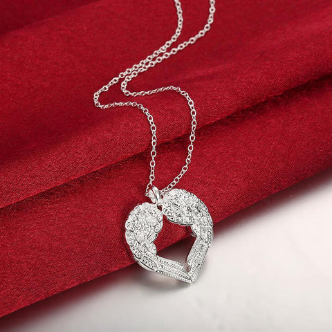 Image of Wings of an Angel Necklace in 18K White Gold Plated - mamyfull