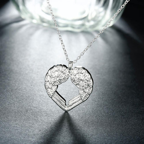 Image of Wings of an Angel Necklace in 18K White Gold Plated - mamyfull