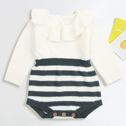 Image of Newborn Infant Baby Boy Girl Weave Romper Knitted Jumpsuit Outfits Clothes - mamyfull