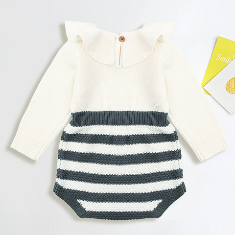 Image of Newborn Infant Baby Boy Girl Weave Romper Knitted Jumpsuit Outfits Clothes - mamyfull