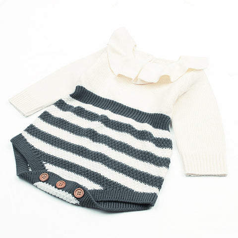 Image of Newborn Infant Baby Boy Girl Weave Romper Knitted Jumpsuit Outfits Clothes - mamyfull