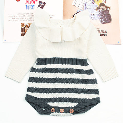 Image of Newborn Infant Baby Boy Girl Weave Romper Knitted Jumpsuit Outfits Clothes - mamyfull