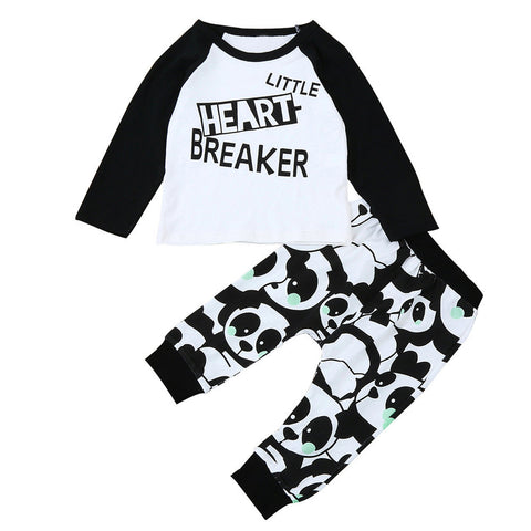 Image of Toddler Infant Baby Boy Girl Panda Blouse Tops+Pants 2PCS Outfits Clothes Set - mamyfull