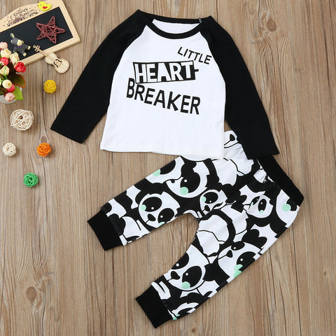 Image of Toddler Infant Baby Boy Girl Panda Blouse Tops+Pants 2PCS Outfits Clothes Set - mamyfull