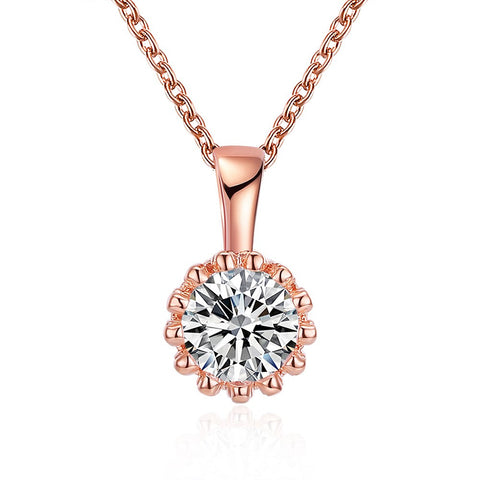 Image of Swarovski Crystal 18K Rose Plated Princess Cut Necklace - mamyfull