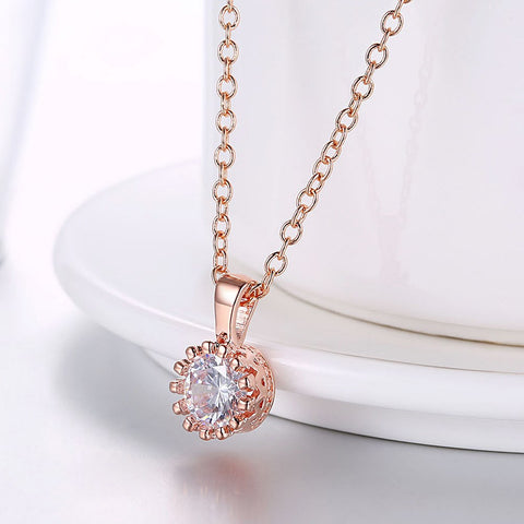 Image of Swarovski Crystal 18K Rose Plated Princess Cut Necklace - mamyfull