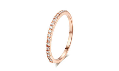 Image of Classical CZ Wedding Ring Rose Gold Color Austrian Crystals - mamyfull