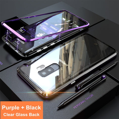 Image of Phone Case for Samsung Galaxy S9, Glass Back Cover Built-in Magnetic - mamyfull